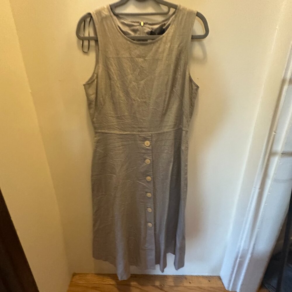 NWT - Shimmery Donna Karan New York sleeveless button-front midi dress, size 12.